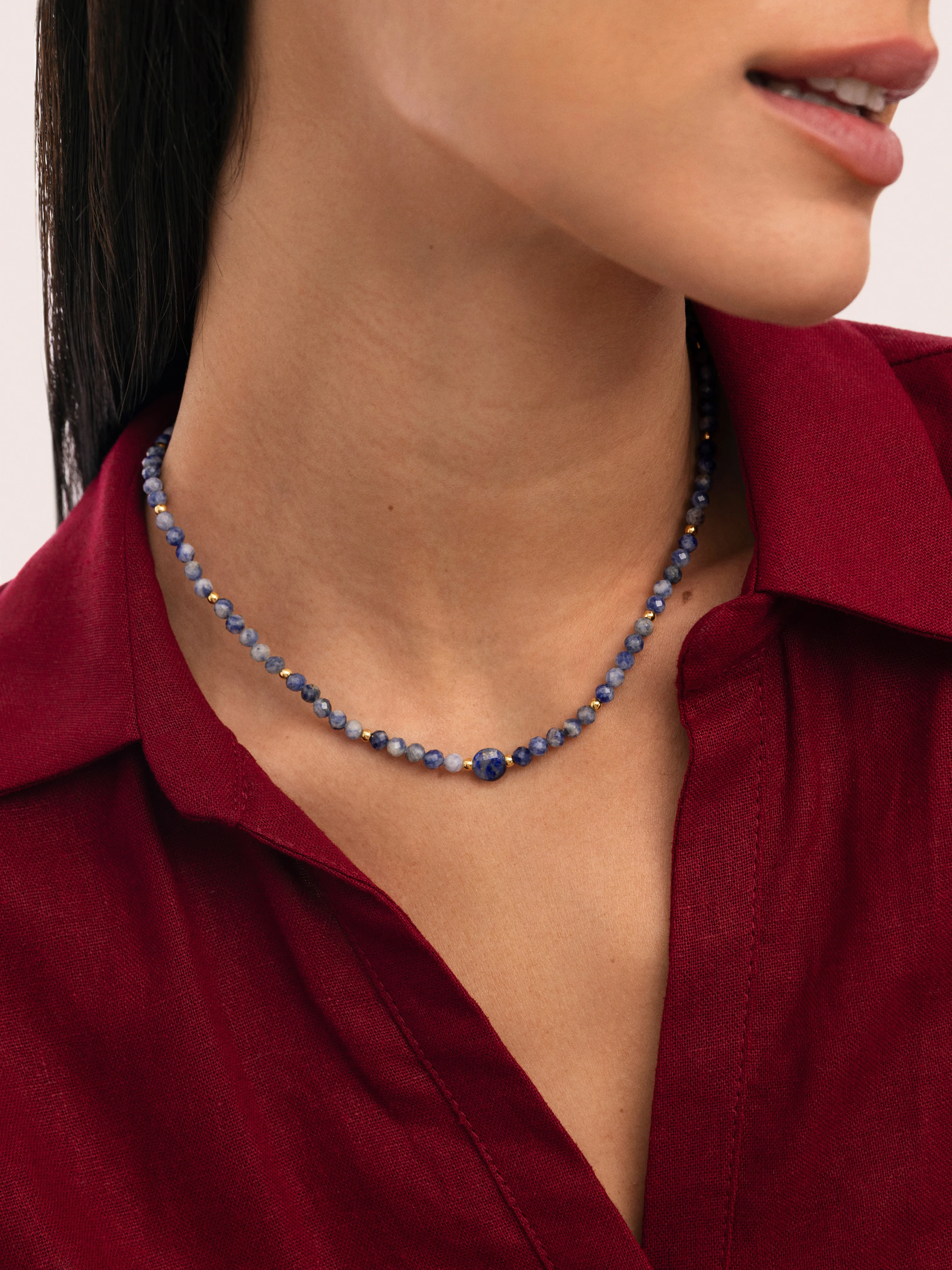 Amulet  Kyanite Stainless Steel Gold Necklace - Image 2