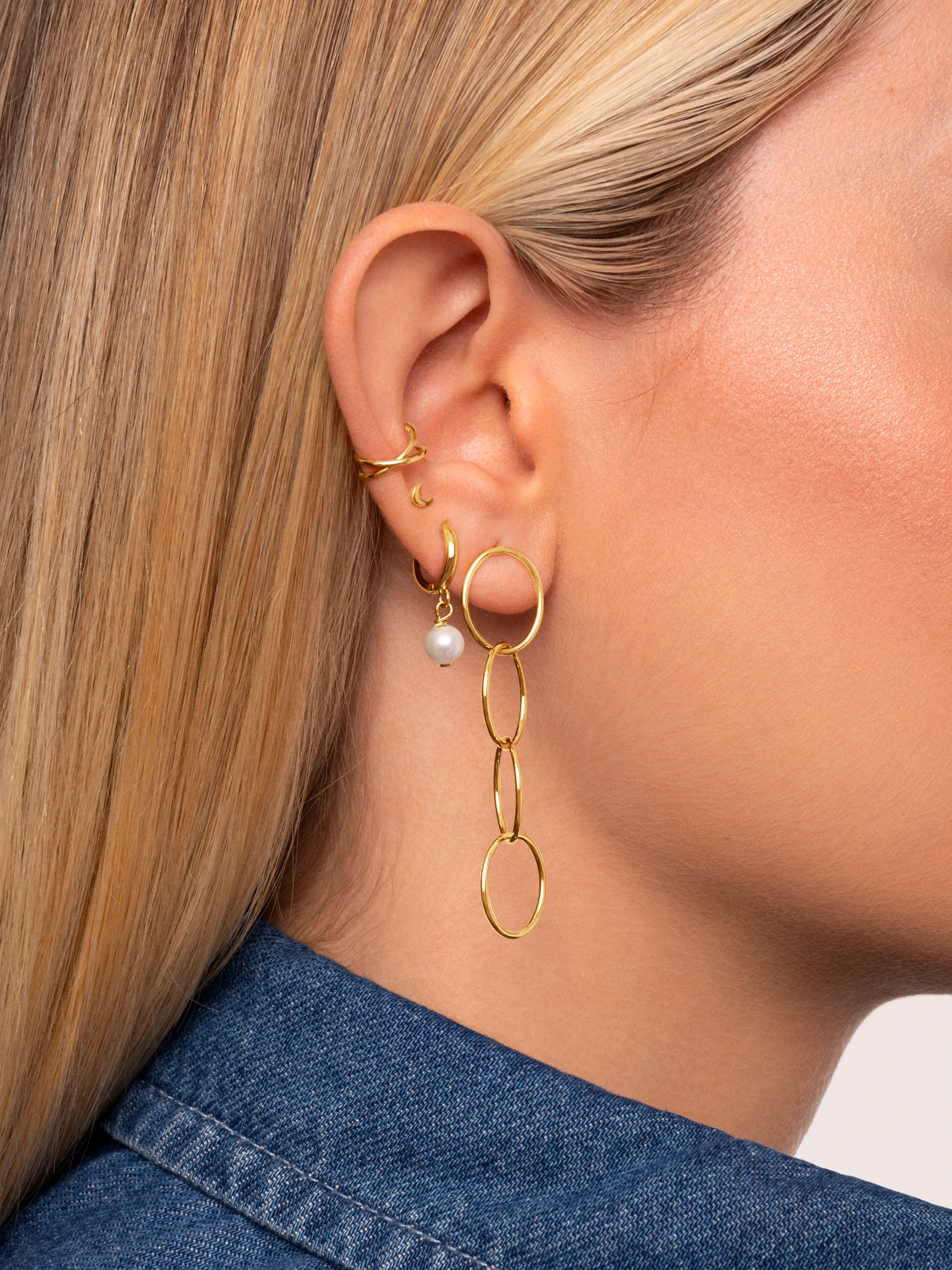 Cross Gold Ear Cuff Single Earring - Image 6
