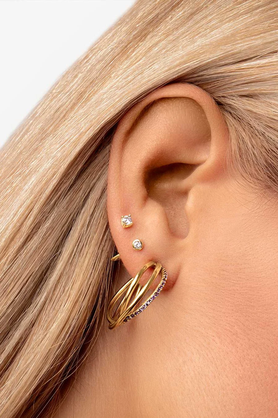 Mini Spark Gold Single Earring - Image 4
