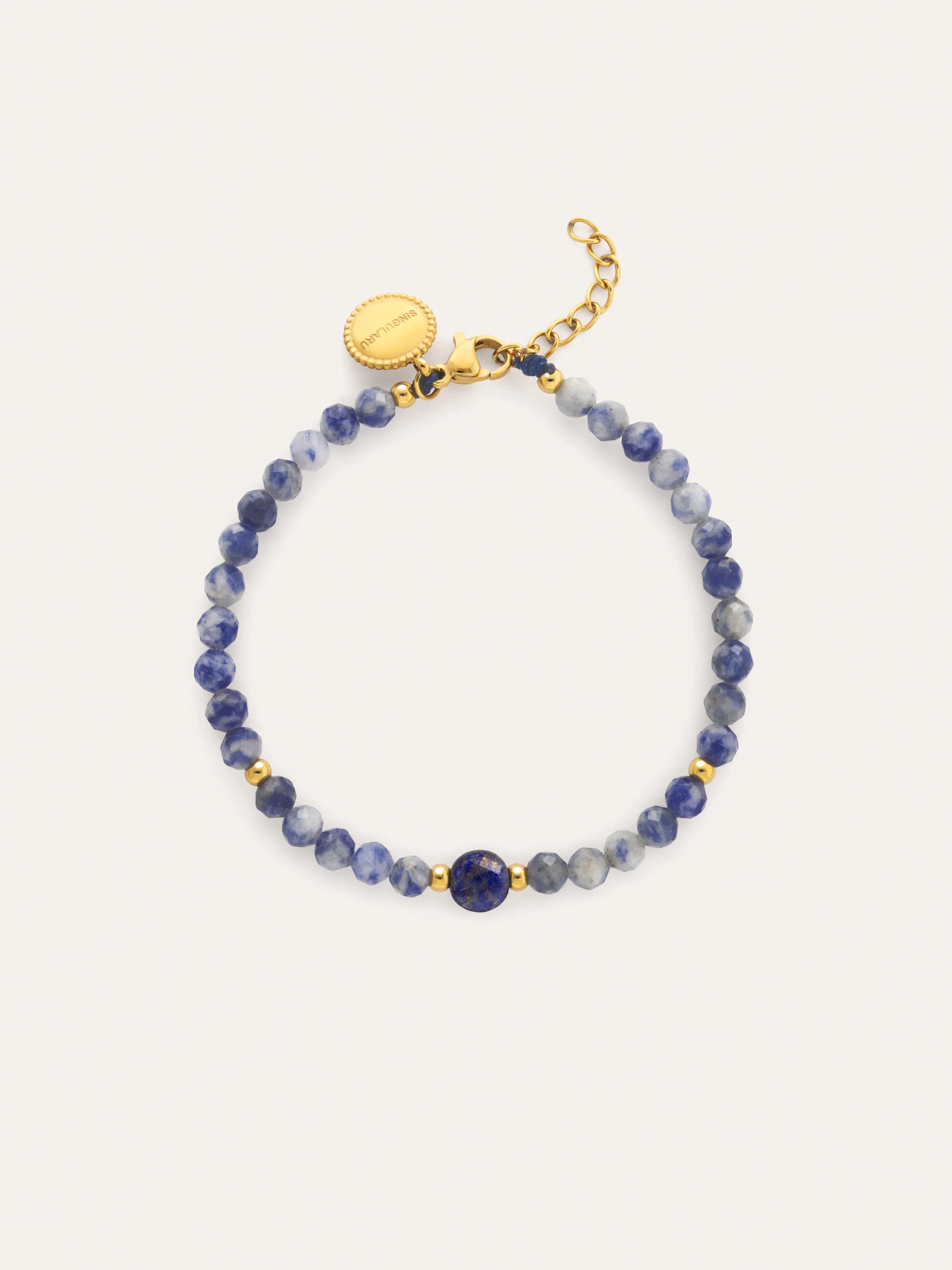 Pulsera Amulet Cianita Acero BaΓ±o Oro