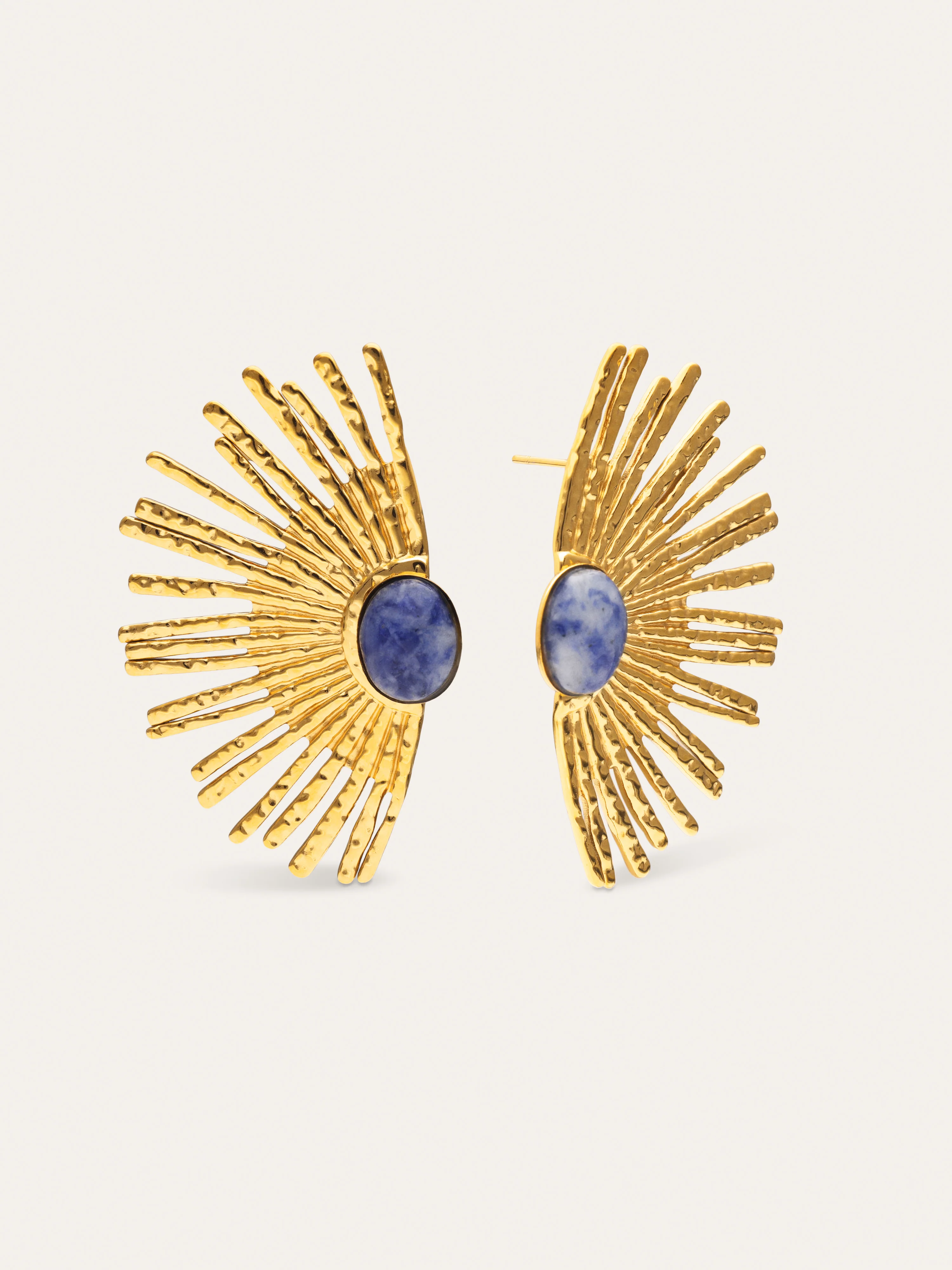 Sunbeam Blue Stainless Steel Gold Earrings